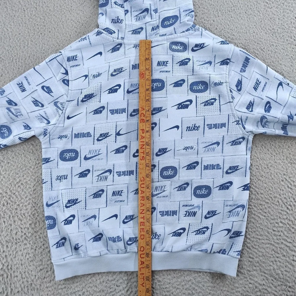 Nike Sportswear Hoodie Kids XL Blue All Over Logo Graphic Pullover FN8741-440